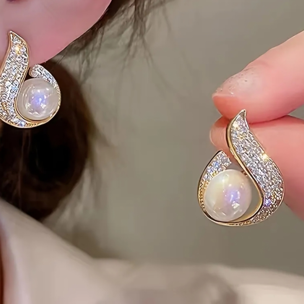 COPY - Faux Pearl and Rhinestone Earrings